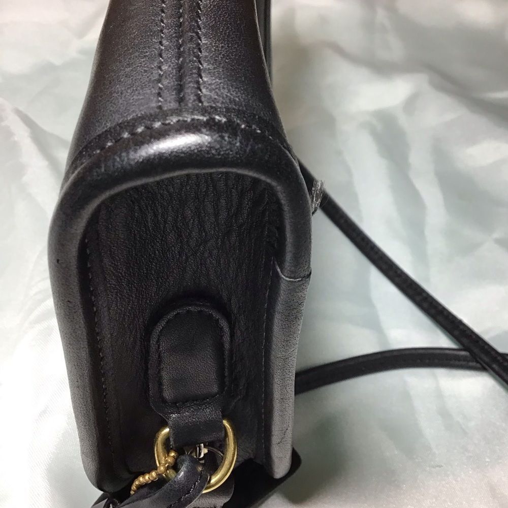 Vintage Black Coach Abbie 9017 Crossbody Zip Bag Leather Mini Crossbody Bag - Picture 9 of 14